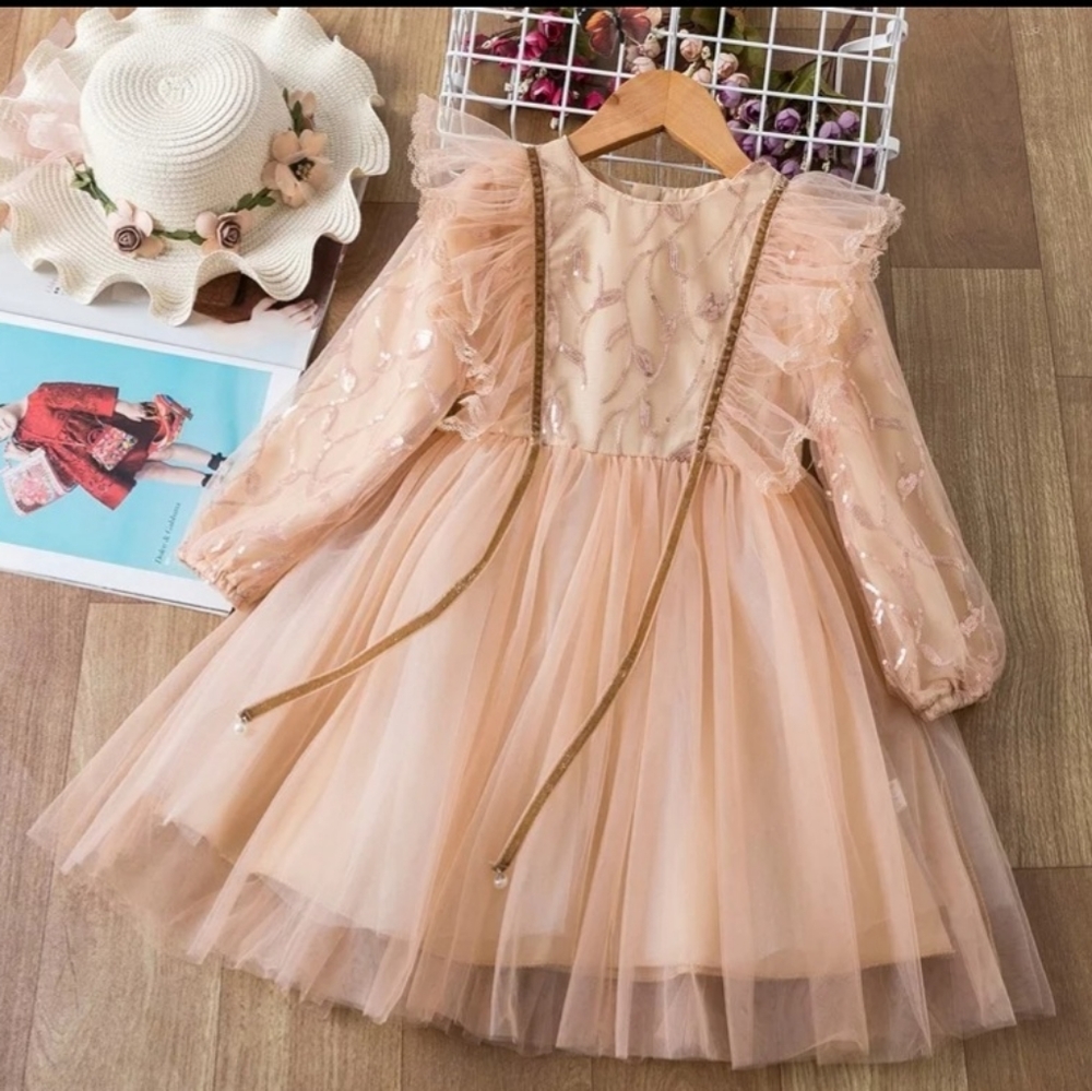 Girls Nude & Brown Formal tutu dress